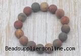 CGB5512 10mm, 12mm round matte picasso jasper beads stretchy bracelets