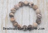 CGB5515 10mm, 12mm round matte zebra jasper beads stretchy bracelets