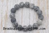 CGB5518 10mm, 12mm round matte black water jasper beads stretchy bracelets