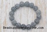 CGB5519 10mm, 12mm round matte snowflake obsidian beads stretchy bracelets