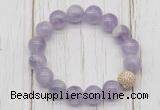 CGB5656 10mm, 12mm lavender amethyst beads with zircon ball charm bracelets