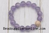 CGB5657 10mm, 12mm light amethyst beads with zircon ball charm bracelets