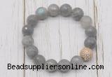 CGB5664 10mm, 12mm faceted labradorite beads with zircon ball charm bracelets