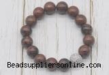 CGB5679 10mm, 12mm mahogany obsidian beads with zircon ball charm bracelets