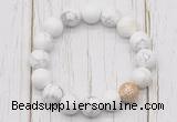 CGB5690 10mm, 12mm white howlite beads with zircon ball charm bracelets