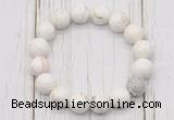 CGB5691 10mm, 12mm white howlite turquoise beads with zircon ball charm bracelets