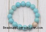 CGB5692 10mm, 12mm blue howlite turquoise beads with zircon ball charm bracelets