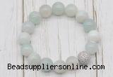 CGB5703 10mm, 12mm sea blue banded agate beads with zircon ball charm bracelets