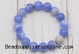 CGB5704 10mm, 12mm blue banded agate beads with zircon ball charm bracelets