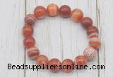 CGB5706 10mm, 12mm red banded agate beads with zircon ball charm bracelets