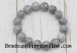 CGB5734 10mm, 12mm grey picture jasper beads with zircon ball charm bracelets