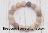 CGB5806 10mm, 12mm matte sunstone beads with zircon ball charm bracelets