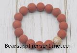 CGB5811 10mm, 12mm matte red jasper beads with zircon ball charm bracelets