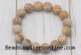 CGB5816 10mm, 12mm matte picture jasper beads with zircon ball charm bracelets