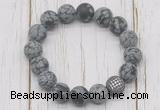 CGB5819 10mm, 12mm matte snowflake obsidian beads with zircon ball charm bracelets