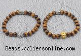 CGB6009 8mm round grade AA yellow tiger eye bracelet with lion head for men