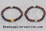 CGB6012 8mm round red tiger eye bracelet with lion head for men