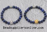 CGB6034 8mm round blue tiger eye bracelet with lion head for men