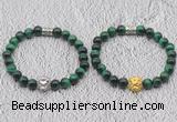 CGB6037 8mm round green tiger eye bracelet with lion head for men