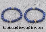 CGB6045 8mm round lapis lazuli bracelet with skull for men