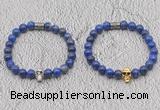 CGB6046 8mm round lapis lazuli bracelet with skull for men