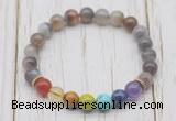 CGB6204 8mm Botswana agate 7 chakra beaded mala stretchy bracelets