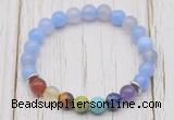 CGB6206 8mm blue banded agate 7 chakra beaded mala stretchy bracelets