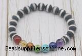 CGB6227 8mm matte Tibetan agate 7 chakra beaded mala stretchy bracelets