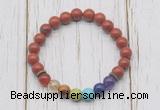 CGB6232 8mm red jasper 7 chakra beaded mala stretchy bracelets