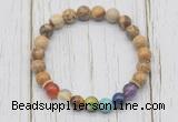 CGB6233 8mm picture jasper 7 chakra beaded mala stretchy bracelets