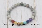 CGB6241 8mm greeting pine jasper 7 chakra beaded mala stretchy bracelets