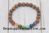 CGB6247 8mm elephant skin jasper 7 chakra beaded mala stretchy bracelets