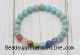 CGB6249 8mm sea sediment jasper 7 chakra beaded mala stretchy bracelets