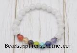 CGB6251 8mm white jade 7 chakra beaded mala stretchy bracelets