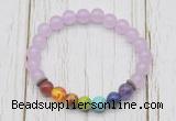 CGB6253 8mm candy jade 7 chakra beaded mala stretchy bracelets