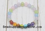 CGB6263 8mm colorful candy jade 7 chakra beaded mala stretchy bracelets