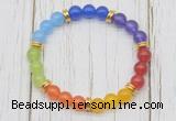 CGB6264 8mm 7 chakra mixed candy jade beaded mala stretchy bracelets