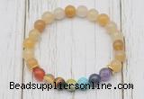 CGB6267 8mm yellow aventurine 7 chakra beaded mala stretchy bracelets