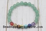 CGB6268 8mm green aventurine 7 chakra beaded mala stretchy bracelets