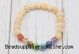 CGB6269 8mm honey jade 7 chakra beaded mala stretchy bracelets