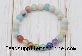 CGB6270 8mm amazonite 7 chakra beaded mala stretchy bracelets