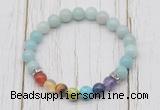 CGB6271 8mm amazonite 7 chakra beaded mala stretchy bracelets