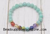 CGB6272 8mm peru amazonite 7 chakra beaded mala stretchy bracelets