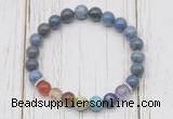 CGB6279 8mm dumortierite 7 chakra beaded mala stretchy bracelets