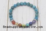 CGB6281 8mm apatite 7 chakra beaded mala stretchy bracelets