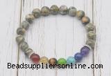 CGB6284 8mm rhyolite 7 chakra beaded mala stretchy bracelets