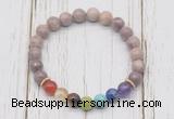 CGB6287 8mm lepidolite 7 chakra beaded mala stretchy bracelets