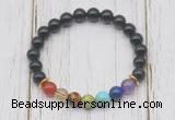 CGB6294 8mm golden obsidian 7 chakra beaded mala stretchy bracelets