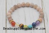 CGB6317 8mm sunstone 7 chakra beaded mala stretchy bracelets