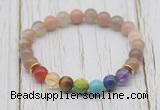 CGB6318 8mm rainbow moonstone 7 chakra beaded mala stretchy bracelets